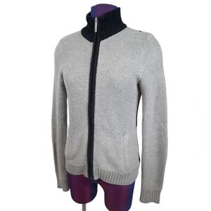 Ralph Lauren Honeycomb Knit Colorblock Full Zip Mock Neck Sweater Size Small D9